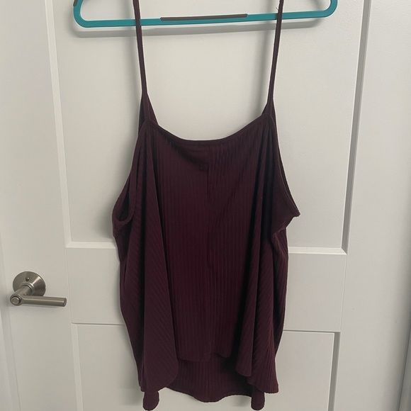 Boohoo Plus Maroon Rib Button Tank Top - Picture 4 of 5